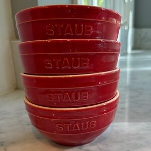STAUB Set of 4 Red Bowls
